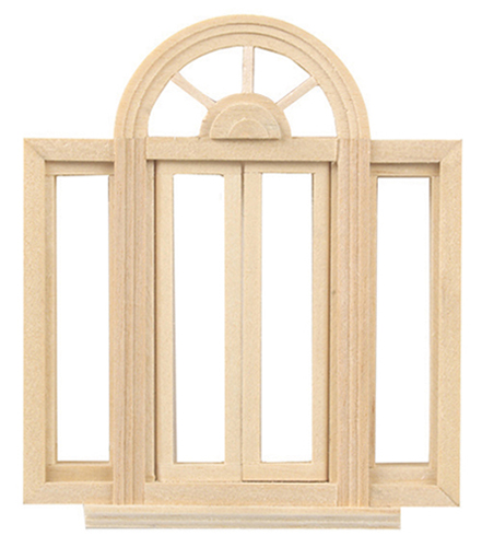 Dollhouse Miniature 1/2" Scale: Circle head Double Casement Window